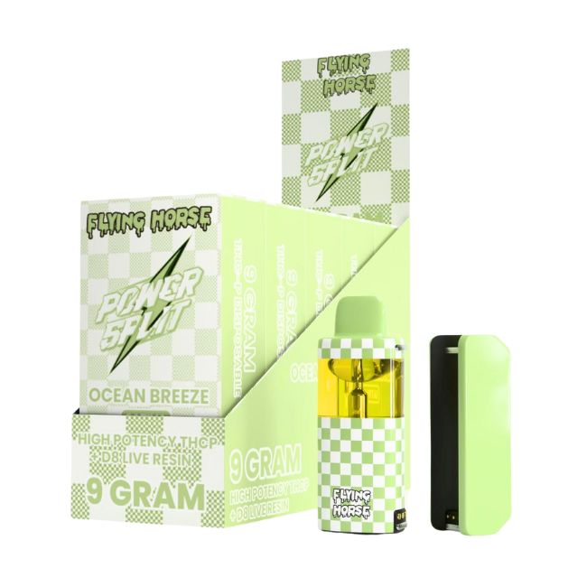 FLYING HORSE POWER SPLIT HIGH POTENCY THCP + D8 LIVE 9GM DISPO 5CT/ BOX