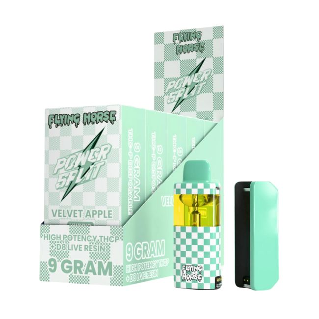 FLYING HORSE POWER SPLIT HIGH POTENCY THCP + D8 LIVE 9GM DISPO 5CT/ BOX