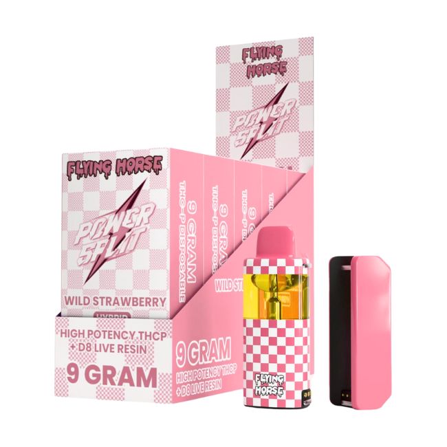 FLYING HORSE POWER SPLIT HIGH POTENCY THCP + D8 LIVE 9GM DISPO 5CT/ BOX