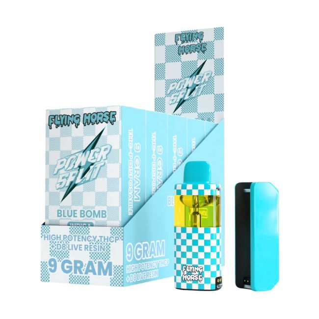 FLYING HORSE POWER SPLIT HIGH POTENCY THCP + D8 LIVE 9GM DISPO 5CT/ BOX