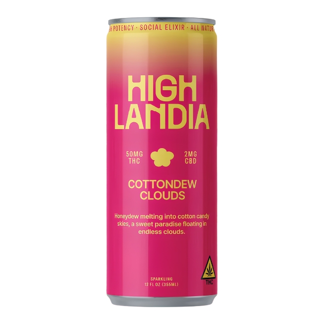 HIGHLANDIA SPARKLING SOCIAL ELIXIR DRINK 50MG THC + 2MG CBD (12OZ 355ML/ CAN) 4CT/ BOX