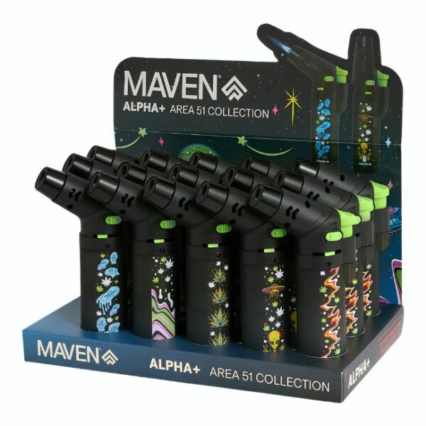 MAVEN ALPHA PLUS WIND PROOF TORCH LIGHTER 15CT DISPLAY