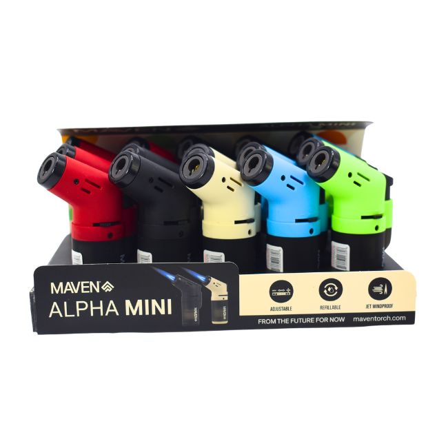 MAVEN ALPHA MINI WIND PROOF TORCH LIGHTER 15CT/ DISPLAY