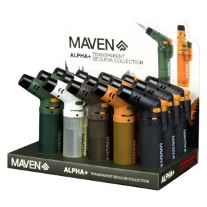 MAVENALPHAPLSEQ01 MAVEN ALPHA PLUS SEQUOIA COLLECTION WIND PROOF TORCH LIGHTER 15CT/ DISPLAY