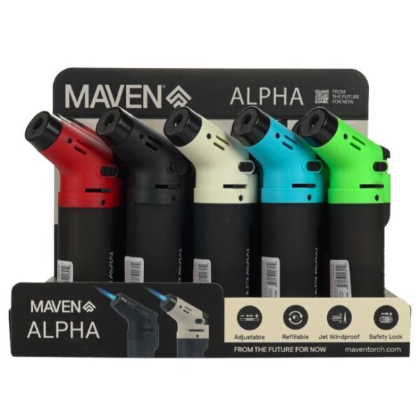MAVEN ALPHA SEQUOIA COLLECTION WIND PROOF TORCH LIGHTER 15CT DISPLAY