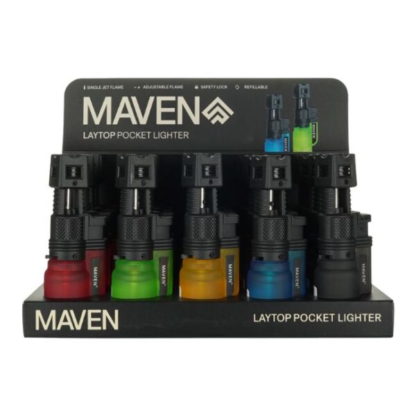 MAVEN LAYTOP POCKET WIND PROOF TORCH LIGHTER 20CT/ DISPLAY
