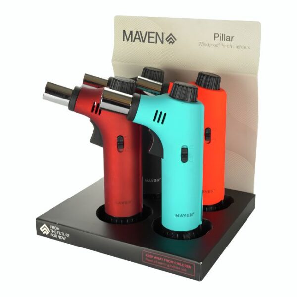 MAVEN PILLAR WINDPROOF TORCH LIGHTER 4CT DISPLAY