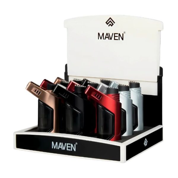MAVEN UNO WIND PROOF JET FLAME TORCH LIGHTER 9CT DISPLAY