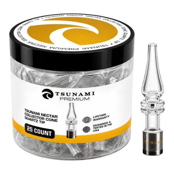 TSUNAMI PREMIUM NECTAR COLLECTOR CONE QUARTZ TIP 25CT/ JAR