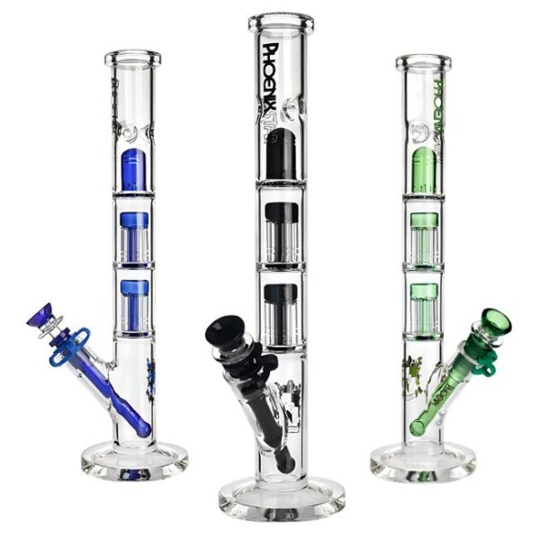 14'' PHOENIXSTAR GLASS DOUBLE TREE ARMS PERC WATER PIPE