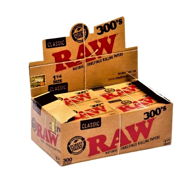 RAW 300'S 1 1/4 PAPER 40PER BOX 300 LEAVES PER PACK