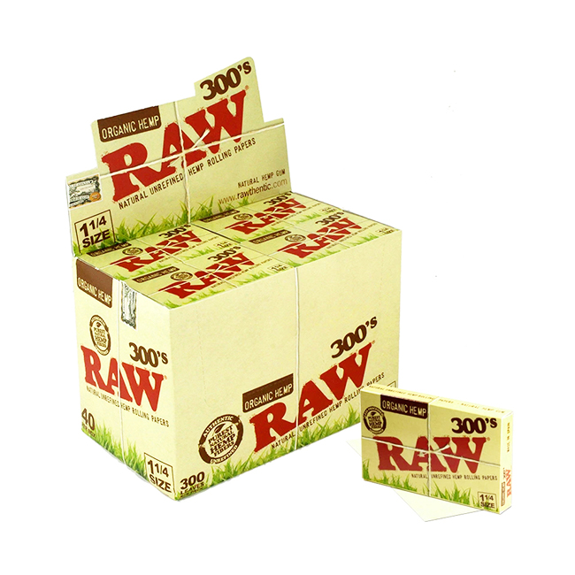 RAW 300'S 1 1/4 PAPER 40PER BOX 300 LEAVES PER PACK