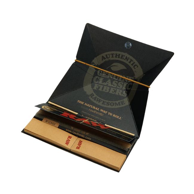 RAW BLACK ARTESANO KINGSIZE SLIM ROLLING PAPER TRAY PAPERS TIPS 15CT/BOX