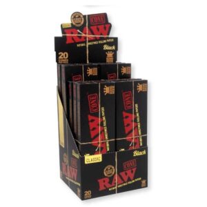 RAWBLACKCONE20CT RAW BLACK CLASSIC KING SIZE 20 CONES PER PACK 12CT/ DISPLAY