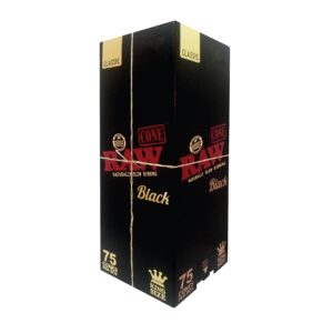 xr:d:DAFTcsfjLqE:77,j:43006501354,t:22120319 RAW BLACK CLASSIC PRE ROLLED CONE 75CT/ BOX