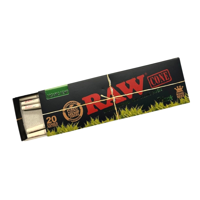 RAW BLACK ORGANIC KING SIZE CONES SINGLE 20 CONES PER PACK