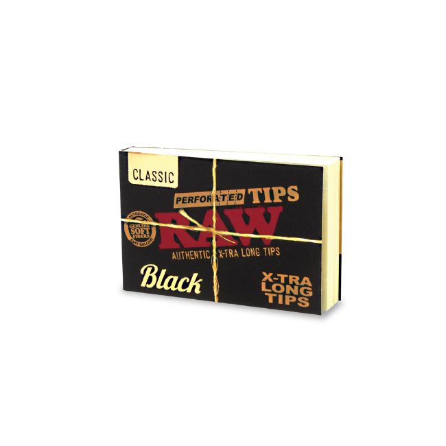 RAW BLACK PERFORATED EXTRA LONG TIPS 36CT/ BOX