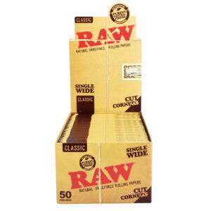 RAW CLASSIC SINGLE WIDE CUT CORNER PAPER 50CT/ BOX
