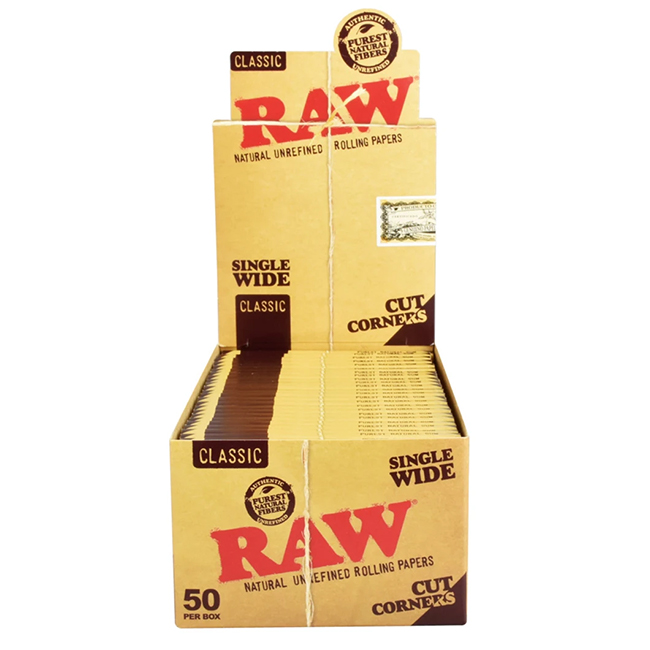 RAW CLASSIC SINGLE WIDE CUT CORNER PAPER 50CT/ BOX