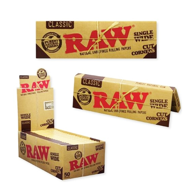 RAW CLASSIC SINGLE WIDE CUT CORNER PAPER 50CT/ BOX