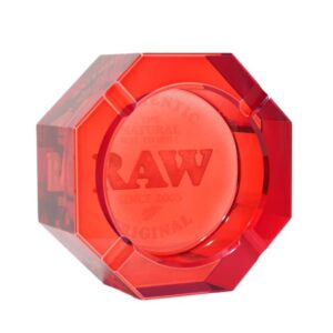RAW LEAD-FREE CRYSTAL GLASS ASHTRAY RED