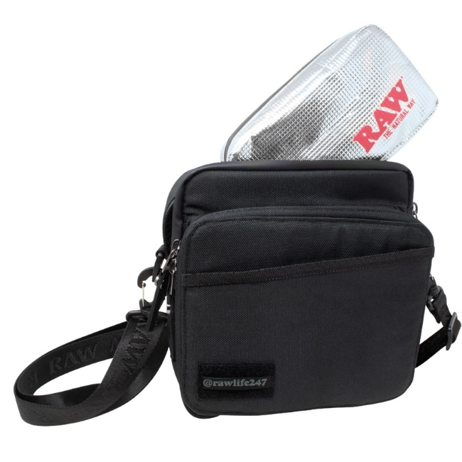 RAW SMOKERS DAY BAG WITH CORK AND REMOVABLE FOIL POUCH 1PC