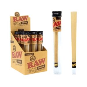 RAWDLXROLLS RAW DLX KING SIZE HANDMADE GLASS TIPPED ROLLS CONES 12CT/ BOX