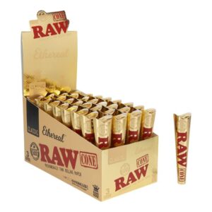 RAWETHEKSCONE01 RAW CLASSIC ETHEREAL KING SIZE 3PK PRE-ROLLED CONE 32CT/ BOX