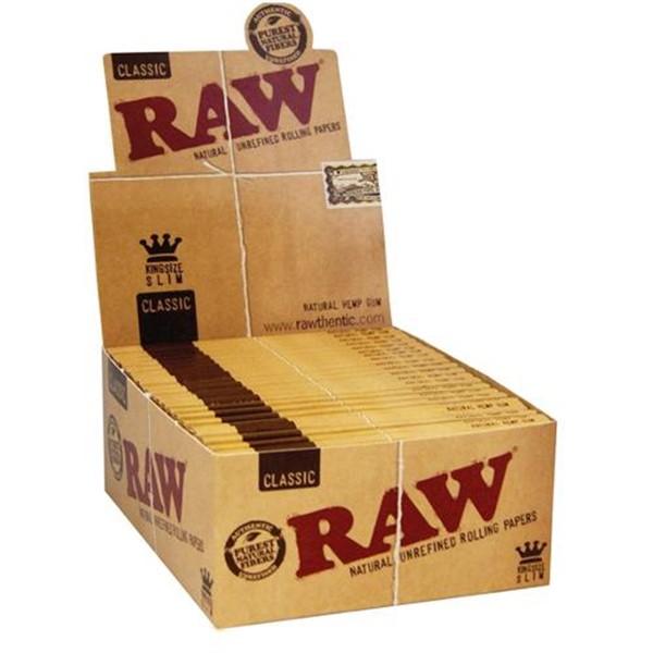 RAW KING SIZE SLIM ROLLING PAPERS 50 PER BOX