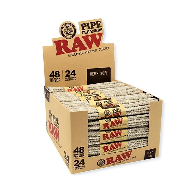 RAW 24PK HEMP PIPE CLEANERS BRISTLE HARD (48 BUNDLES PER BOX)