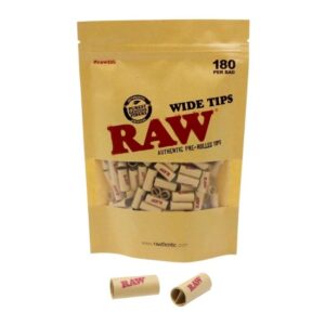 RAW PRE ROLLED WIDE TIPS 180CT/ BAG