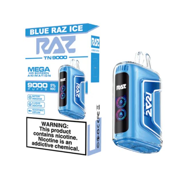 RAZ TN9000 5% DISPOSABLE (60ML) 9K PUFFS 5CT/ BOX (TEXAS COMPLIANT)