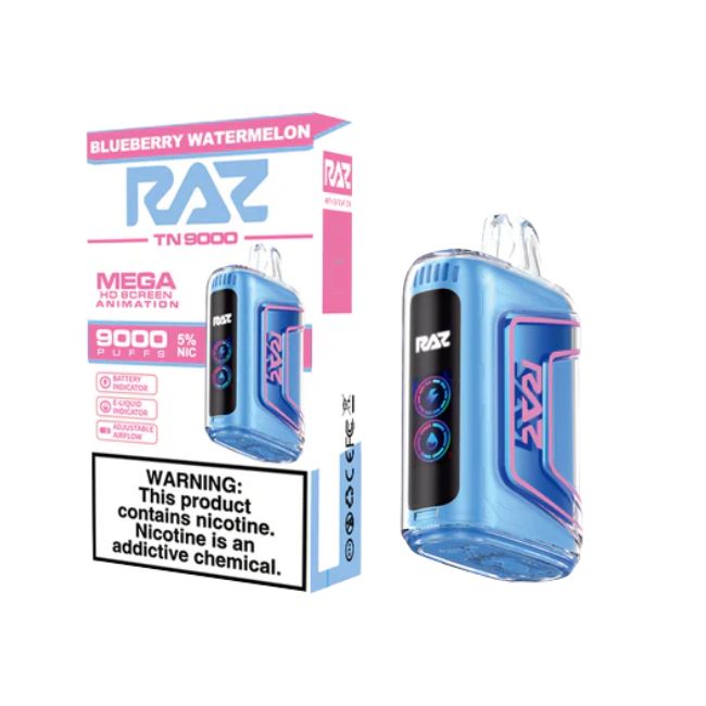 RAZ TN9000 5% DISPOSABLE (60ML) 9K PUFFS 5CT/ BOX (TEXAS COMPLIANT)