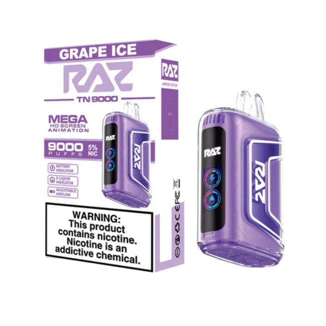 RAZ TN9000 5% DISPOSABLE (60ML) 9K PUFFS 5CT/ BOX (TEXAS COMPLIANT)