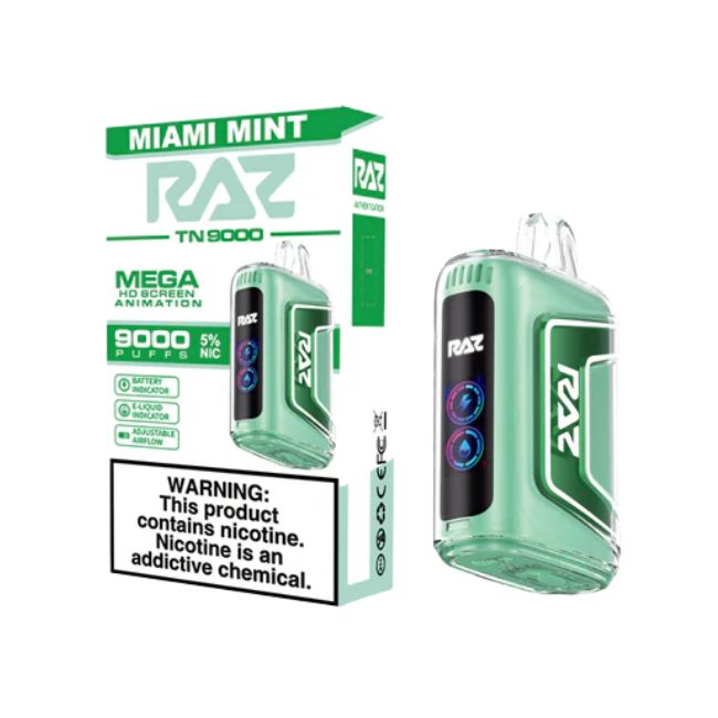 RAZ TN9000 5% DISPOSABLE (60ML) 9K PUFFS 5CT/ BOX (TEXAS COMPLIANT)