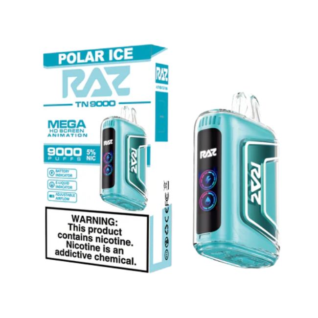 RAZ TN9000 5% DISPOSABLE (60ML) 9K PUFFS 5CT/ BOX (TEXAS COMPLIANT)