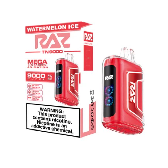 RAZ TN9000 5% DISPOSABLE (60ML) 9K PUFFS 5CT/ BOX (TEXAS COMPLIANT)