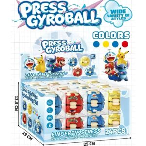 CARTOON CHARACTERS PRESS GYROBALL FINGERTIP STRESS RELIEF-INFINITE CREATIVITY! 24CT/ DISPLAY