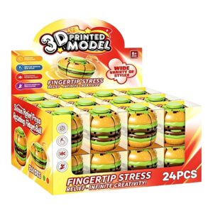 BURGER SHAPE 3D PRINTED MODEL FINGERTIP STRESS RELIEF-INFINITE CREATIVITY! 24CT/ DISPLAY BURGER SHAPE 3D PRINTED MODEL FINGERTIP STRESS RELIEF-INFINITE CREATIVITY! 24CT/ DISPLAY
