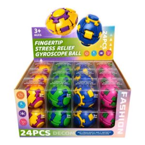 SPIN RUSH LED FINGERTIP STRESS RELIEF ASSORTED COLOR 24CT/ DISPLAY UNZIP FINGERTIP STRESS RELIEF GYROSCOPE BALL VARIED COLORS 24CT/ DISPLAY