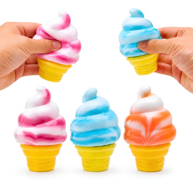 SQUISHY NICE CREAM CONE SENSORY FIDGET TOY 12CT/ DISPLAY