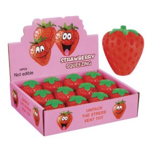 SQUISHY STRAWBERRY SQUEEZING SENSORY FIDGET TOY 12CT/ DISPLAY