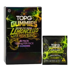 TOP G INFUSED THC LIVE RESIN BLEND 1000MG GUMMIES 2CT/30PK DISPLAY
