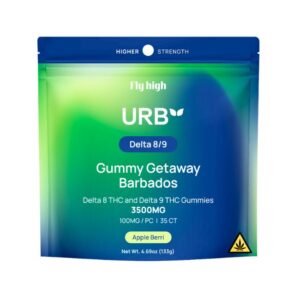 URBFHGBGUM6CT01 URB FLY HIGH DELTA 8 + DELTA 9 GETAWAY BARBADOS HIGHER STRENGHT 3500MG 35PK GUMMIES 6CT/ BOX