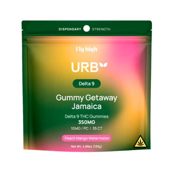 URB FLY HIGH DELTA 9 THC GETAWAY JAMAICA DISPENSARY STRENGHT 350MG 35PK GUMMIES 6CT/ BOX