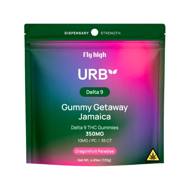 URB FLY HIGH DELTA 9 THC GETAWAY JAMAICA DISPENSARY STRENGHT 350MG 35PK GUMMIES 6CT/ BOX