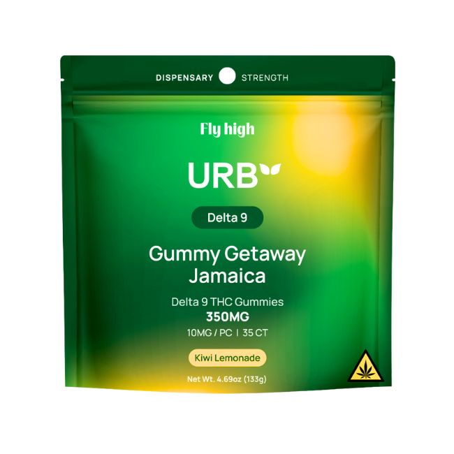 URB FLY HIGH DELTA 9 THC GETAWAY JAMAICA DISPENSARY STRENGHT 350MG 35PK GUMMIES 6CT/ BOX