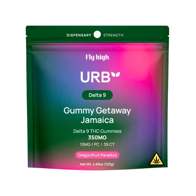 URB FLY HIGH DELTA 9 THC GETAWAY JAMAICA DISPENSARY STRENGHT 350MG 35PK GUMMIES 6CT/ BOX