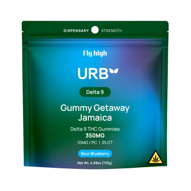 URB FLY HIGH DELTA 9 THC GETAWAY JAMAICA DISPENSARY STRENGHT 350MG 35PK GUMMIES 6CT/ BOX