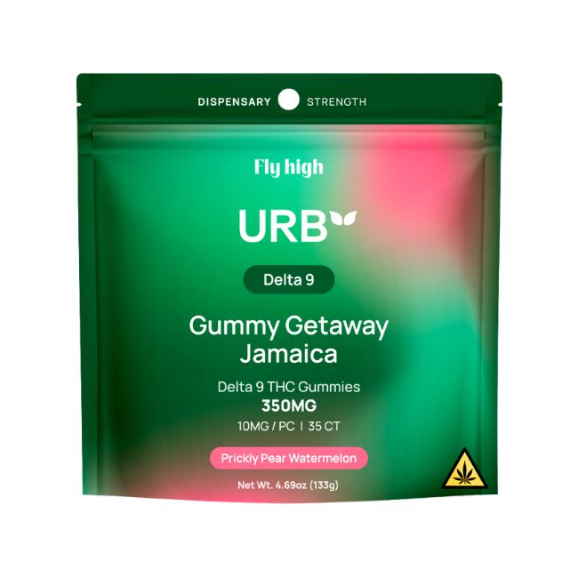 URB FLY HIGH DELTA 9 THC GETAWAY JAMAICA DISPENSARY STRENGHT 350MG 35PK GUMMIES 6CT/ BOX